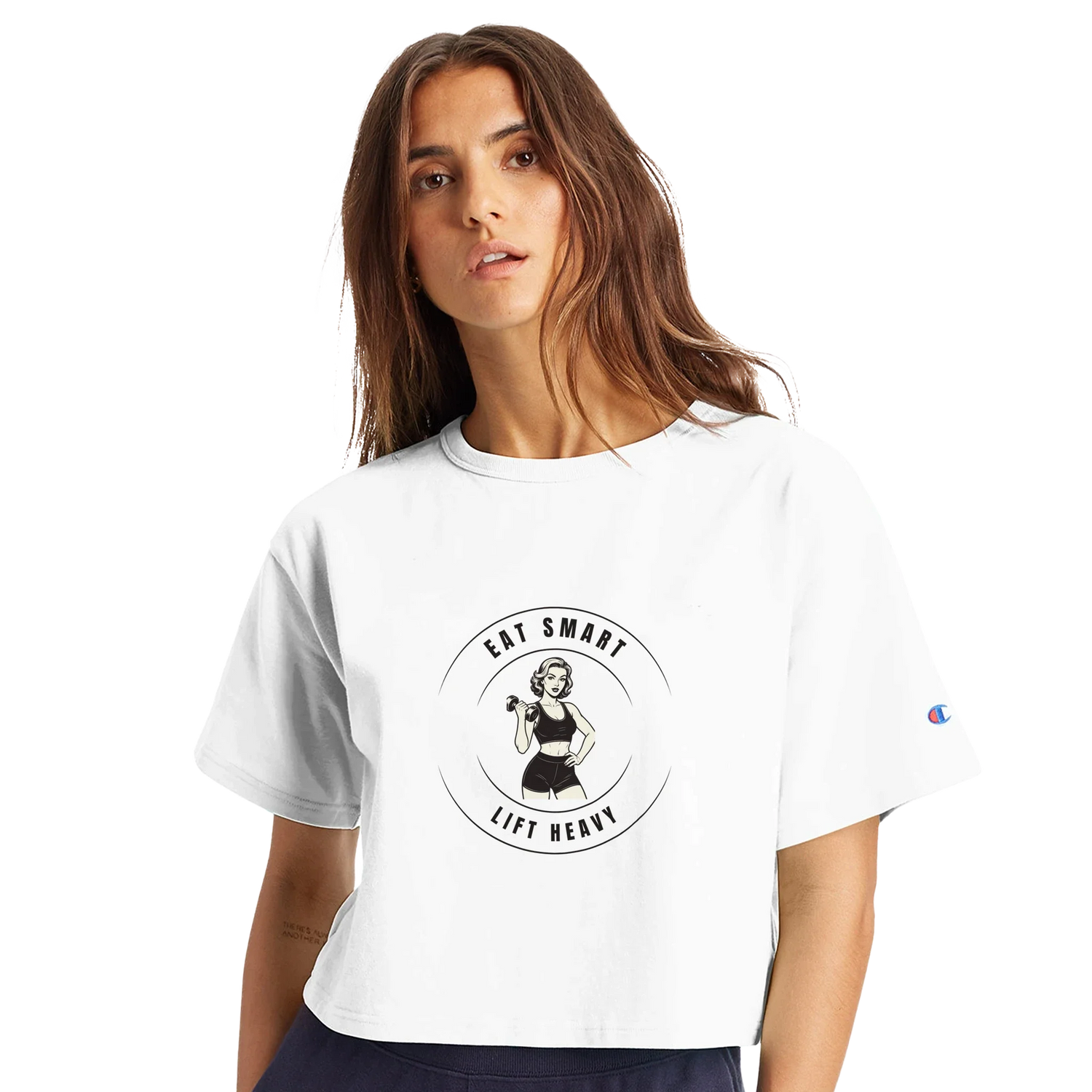 Women wearing Eat Smart Lift Heavy Cropped T-Shirt